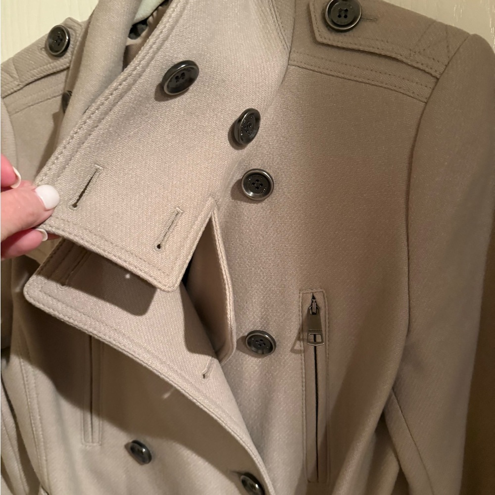 Burberry Taupe Trench Coat Classic Double Breasted Design - Picture 4 of 9